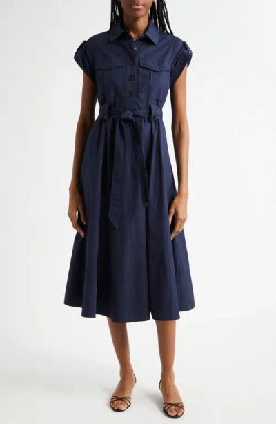 Derek Lam 10 Crosby Kayla Belted Shirtdress In Night Sky