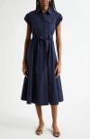 Derek Lam 10 Crosby Kayla Belted Shirtdress In Night Sky
