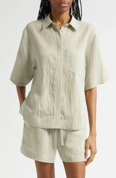 Derek Lam 10 Crosby Keaton Split Sleeve Button-up Shirt In Green