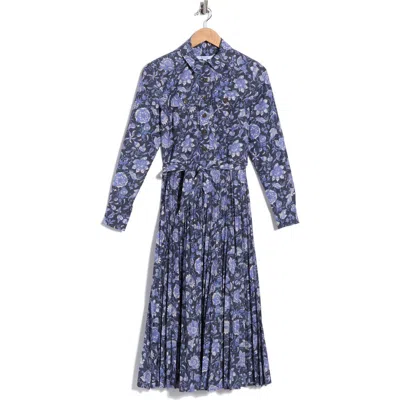 Derek Lam 10 Crosby Kenza Pleated Long Sleeve Shirtdress In Blue