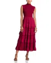 Derek Lam 10 Crosby Klea Mock-neck Tiered Maxi Dress In Red