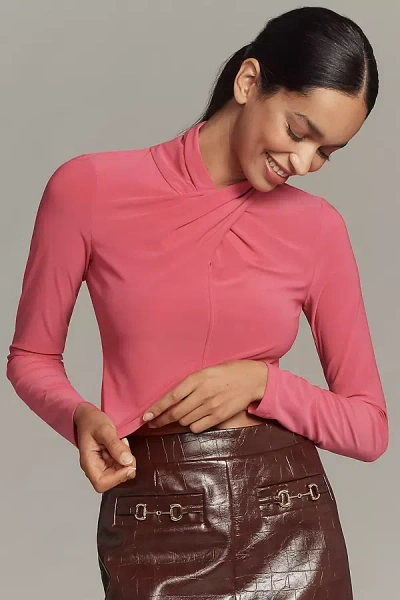 Derek Lam 10 Crosby Krini Long-sleeve Twist-neck Top In Pink