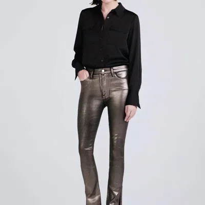 Derek Lam 10 Crosby Kyle Metallic High Rise Split Hem Skinny Jeans In Grey