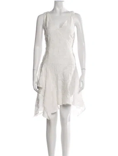 Pre-owned Derek Lam 10 Crosby Lace Pattern Mini Dress In White