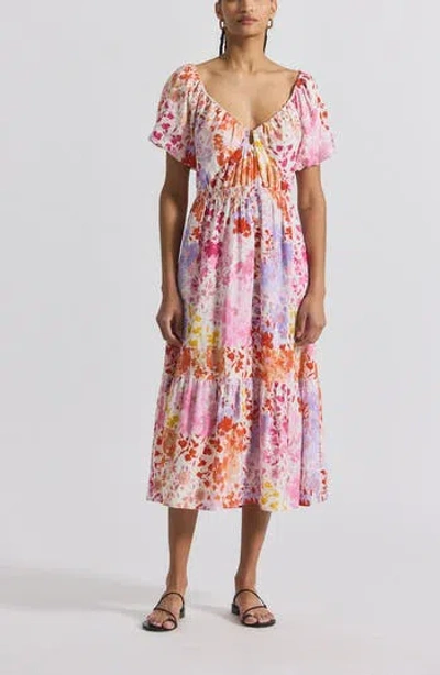 Derek Lam 10 Crosby Laine Floral Printed Linen-blend Maxi Dress In Purple