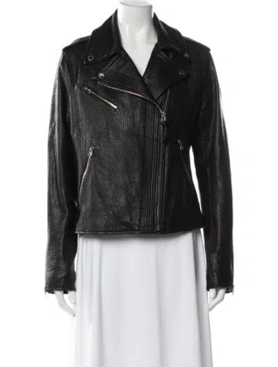 Pre-owned Derek Lam 10 Crosby Lamb Leather Biker Jacket In Black