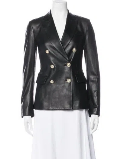 Pre-owned Derek Lam 10 Crosby Lamb Leather Blazer In Black
