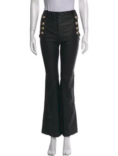Pre-owned Derek Lam 10 Crosby Lamb Leather Flared Pants In Black