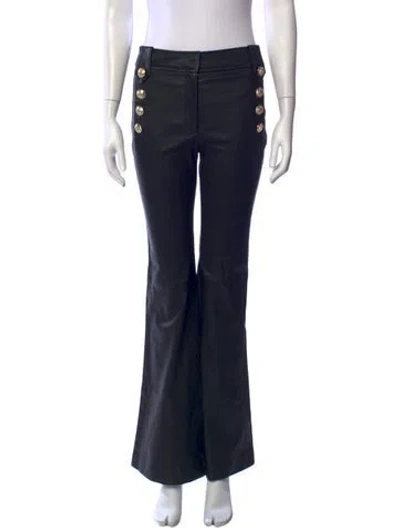 Pre-owned Derek Lam 10 Crosby Lamb Leather Flared Pants In Blue