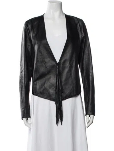 Pre-owned Derek Lam 10 Crosby Lamb Leather Jacket In Black