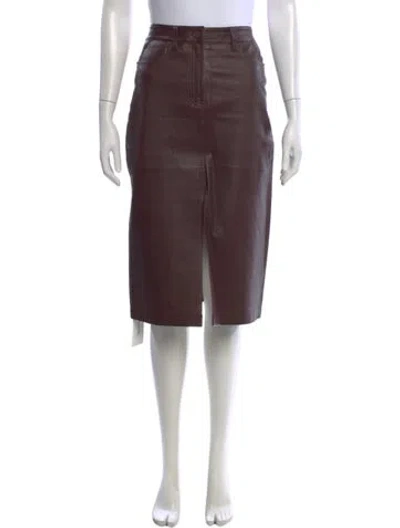 Pre-owned Derek Lam 10 Crosby Lamb Leather Knee-length Skirt In Brown