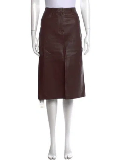 Pre-owned Derek Lam 10 Crosby Lamb Leather Midi Length Skirt In Brown