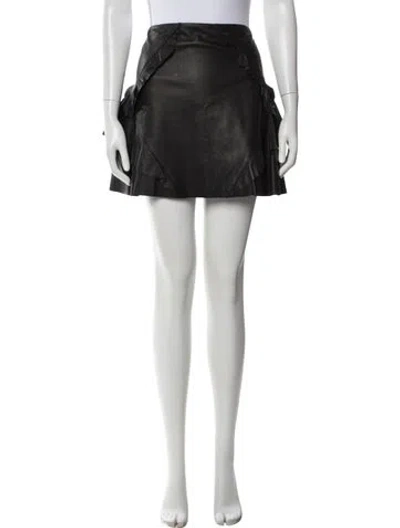 Pre-owned Derek Lam 10 Crosby Lamb Leather Mini Skirt In Black