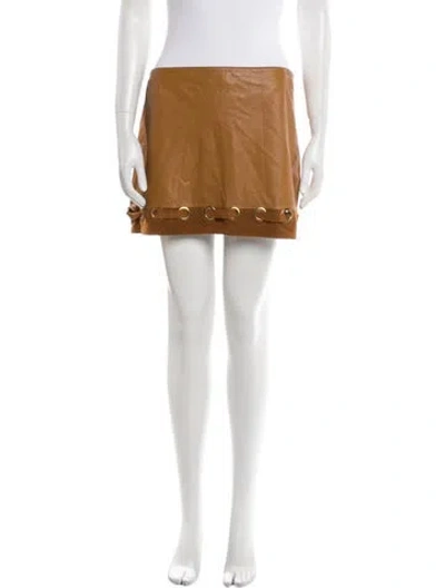 Pre-owned Derek Lam 10 Crosby Lamb Leather Mini Skirt In Brown