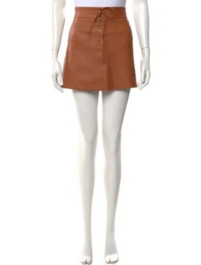 Pre-owned Derek Lam 10 Crosby Lamb Leather Mini Skirt In Brown