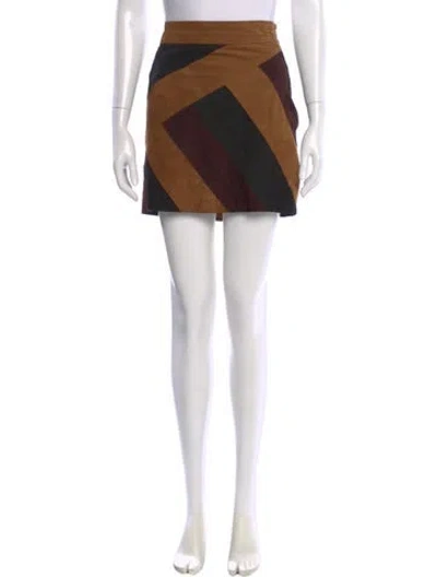 Pre-owned Derek Lam 10 Crosby Lamb Leather Mini Skirt In Brown
