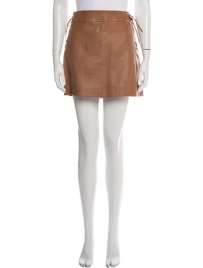 Pre-owned Derek Lam 10 Crosby Lamb Leather Mini Skirt In Brown