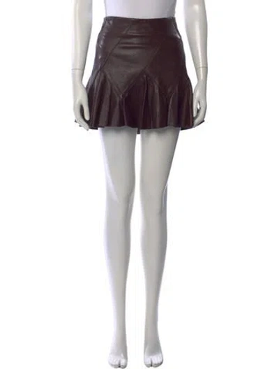 Pre-owned Derek Lam 10 Crosby Lamb Leather Mini Skirt In Burgundy