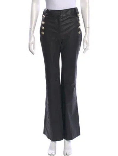 Pre-owned Derek Lam 10 Crosby Lamb Leather Wide Leg Pants In Gray