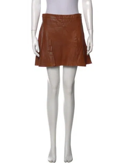 Pre-owned Derek Lam 10 Crosby Lambskin Mini Skirt In Brown