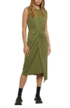 Derek Lam 10 Crosby Landry Sleeveless Twist Waist Cotton Dress In Fatigue