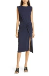 Derek Lam 10 Crosby Landry Knit Front-twist Midi Dress In Navy