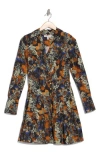 Derek Lam 10 Crosby Laney Long Sleeve Pleated Dress In Copper Multi