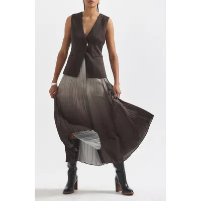 Derek Lam 10 Crosby Lauren Mixed Media Dress In Brown