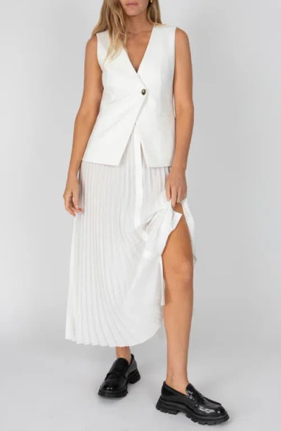 Derek Lam 10 Crosby Lauren Mixed Media Midi Dress In Soft White