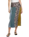 Derek Lam 10 Crosby Laverne Slit Front Midi Skirt In Blue