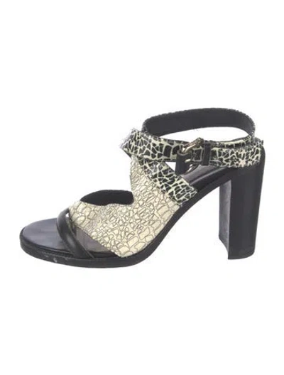 Pre-owned Derek Lam 10 Crosby Leather Animal Print Sandals In Blue