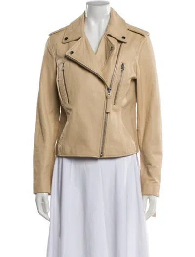 Pre-owned Derek Lam 10 Crosby Leather Biker Jacket In Neutral