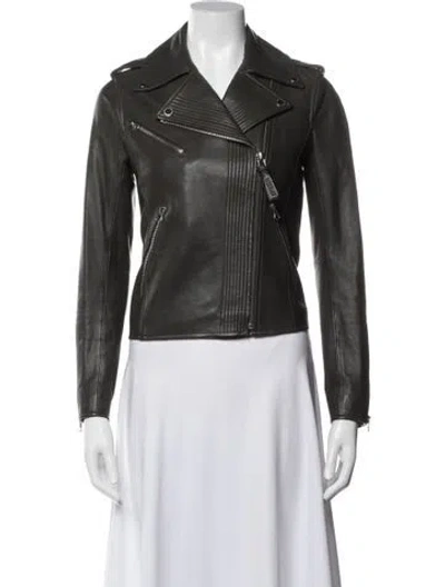 Pre-owned Derek Lam 10 Crosby Leather Biker Jacket In White