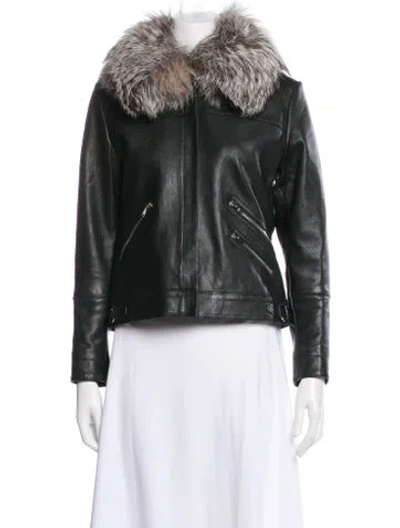Pre-owned Derek Lam 10 Crosby Leather Fur Jacket In Black