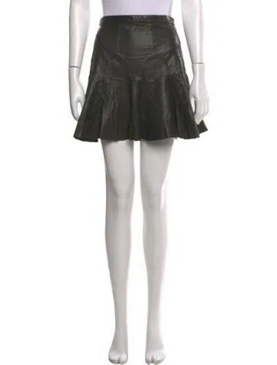 Pre-owned Derek Lam 10 Crosby Leather Mini Skirt In Black