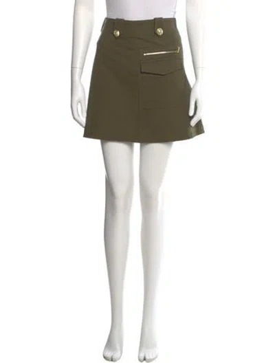 Pre-owned Derek Lam 10 Crosby Leather Trim Embellishment Mini Skirt In Green