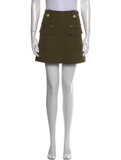 Pre-owned Derek Lam 10 Crosby Leather Trim Embellishment Mini Skirt In Green