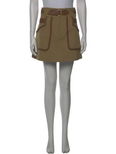 Pre-owned Derek Lam 10 Crosby Leather Trim Embellishment Mini Skirt In Neutral