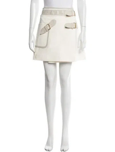 Pre-owned Derek Lam 10 Crosby Leather Trim Embellishment Mini Skirt In White