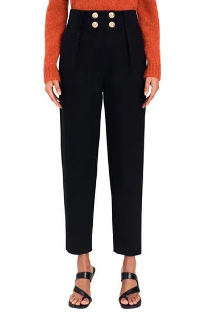 Derek Lam 10 Crosby Leonie Button Front Stretch Cotton Twill Pants In Black