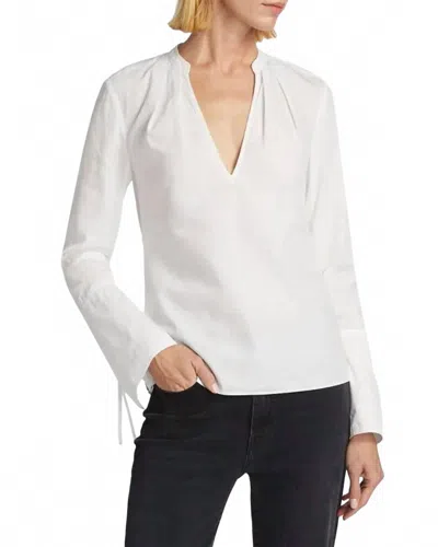 Derek Lam 10 Crosby Lila V Neck Blouse In Optic White