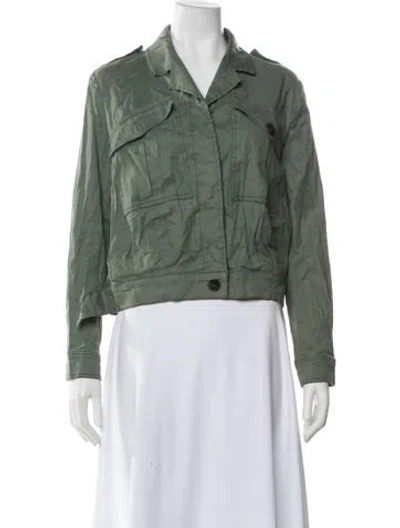 Pre-owned Derek Lam 10 Crosby Linen Denim Jacket In Green