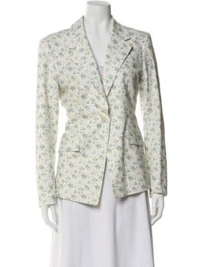 Pre-owned Derek Lam 10 Crosby Linen Floral Print Blazer In Neutral