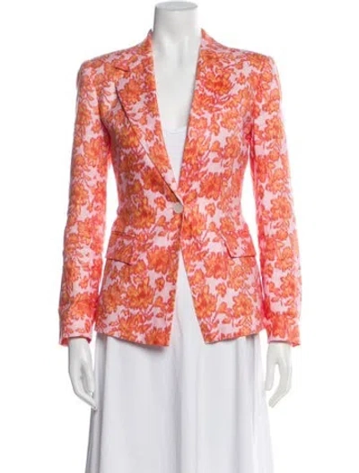 Pre-owned Derek Lam 10 Crosby Linen Floral Print Blazer In Pink