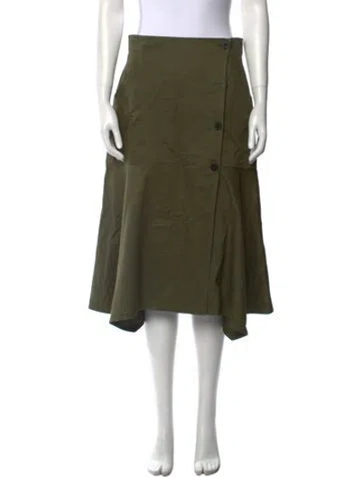 Pre-owned Derek Lam 10 Crosby Linen Midi Length Skirt In Green