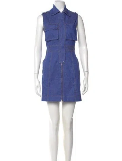 Pre-owned Derek Lam 10 Crosby Linen Mini Dress In Blue