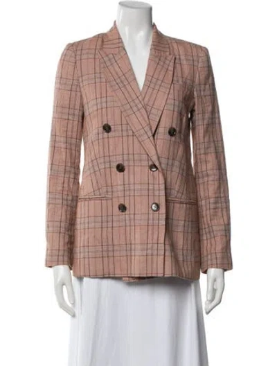 Pre-owned Derek Lam 10 Crosby Linen Plaid Print Blazer In Neutrals