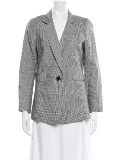 Pre-owned Derek Lam 10 Crosby Linen Printed Blazer In Black