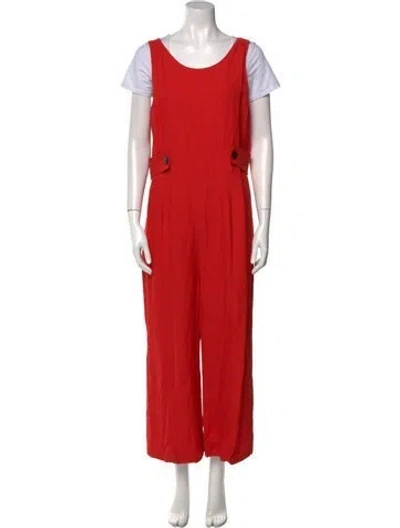 Pre-owned Derek Lam 10 Crosby Linen Scoop Neck Jumpsuit W/ Tags In Red