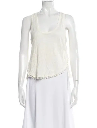 Pre-owned Derek Lam 10 Crosby Linen Scoop Neck Top In White